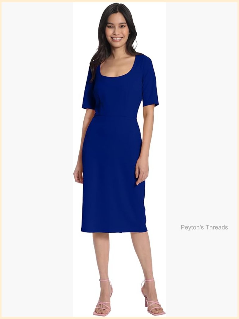 Scoop Neck Sheath Dress With Elbow Sleeves